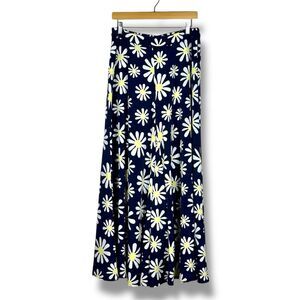 Cato Womens Hi Rise Wide Leg Palazzo Pants Size M Navy Daisy Floral Artsy Boho